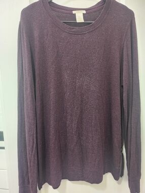 Matty M Long Sleeve Crewneck Sweater - Plum